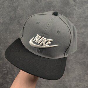 Nike Pro Hat YOUTH BOYS One Size OSFA Gray Black White Snapback Dri Fit